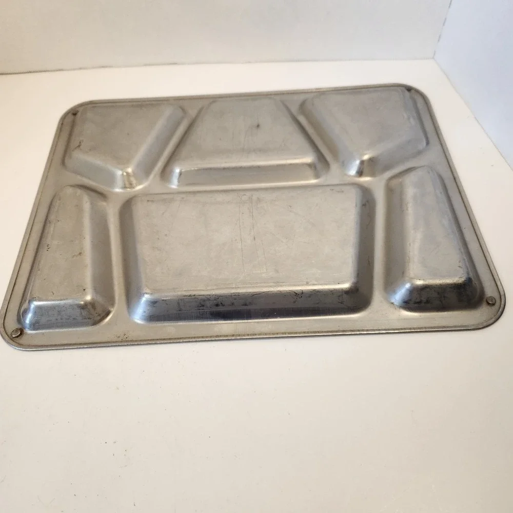 Vintage‎ US Navy USN Heavy Double Layer Riveted Steel Compartment Food Tray